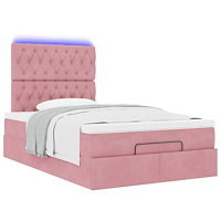 vidaXL Ottoman sängram med madrasser rosa 120x190 cm sammet