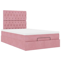 vidaXL Ottoman sängram med madrasser rosa 120x190 cm sammet