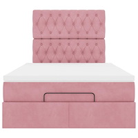 vidaXL Ottoman sängram med madrasser rosa 120x190 cm sammet