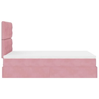 vidaXL Ottoman sängram med madrasser rosa 120x190 cm sammet