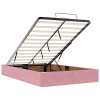 vidaXL Ottoman sängram med madrasser rosa 120x190 cm sammet