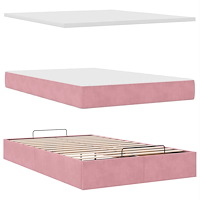 vidaXL Ottoman sängram med madrasser rosa 120x190 cm sammet