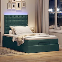 vidaXL Ottoman sängram med madrasser mörkgrön 120x190 cm sammet