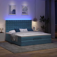 vidaXL Ottoman sängram med madrasser mörkblå 180x200 cm sammet