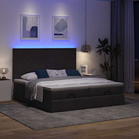 vidaXL Ottoman sängram med madrasser svart 160x200 cm tyg