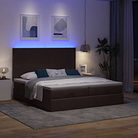 vidaXL Ottoman sängram med madrasser mörkbrun 200x200 cm tyg