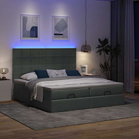vidaXL Ottoman sängram med madrasser mörkgrå 160x200 cm tyg