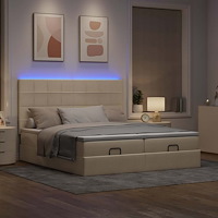 vidaXL Ottoman sängram med madrasser gräddvit 160x200 cm tyg