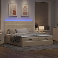 vidaXL Ottoman sängram med madrasser gräddvit 200x200 cm tyg