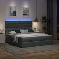 vidaXL Ottoman sängram med madrasser mörkgrå 160x200 cm tyg