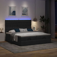 vidaXL Ottoman sängram med madrasser svart 160x200 cm tyg