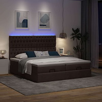 vidaXL Ottoman sängram med madrasser mörkbrun 200x200 cm tyg