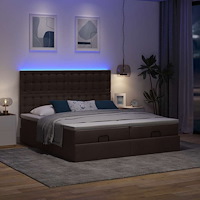 vidaXL Ottoman sängram med madrasser mörkbrun 180x200 cm tyg