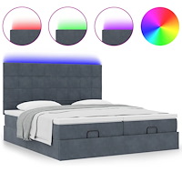 vidaXL Ottoman sängram med madrasser mörkgrå 180x200 cm sammet