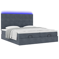 vidaXL Ottoman sängram med madrasser mörkgrå 180x200 cm sammet