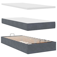 vidaXL Ottoman sängram med madrasser mörkgrå 180x200 cm sammet