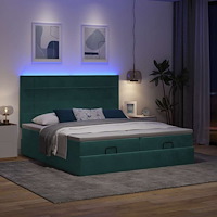 vidaXL Ottoman sängram med madrasser mörkgrön 200x200 cm sammet