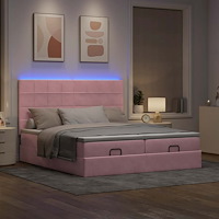 vidaXL Ottoman sängram med madrasser rosa 200x200 cm sammet