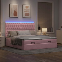 vidaXL Ottoman sängram med madrasser rosa 160x200 cm sammet