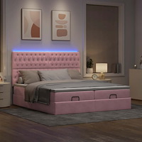 vidaXL Ottoman sängram med madrasser rosa 200x200 cm sammet
