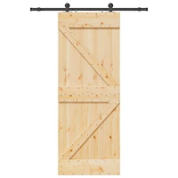 vidaXL Skjutdörr med beslag 80x210 cm massiv furu