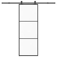 vidaXL Skjutdörr med beslagset ESG glas och aluminium 76x205 cm