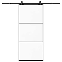 vidaXL Skjutdörr med beslagset ESG glas och aluminium 90x205 cm