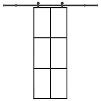 vidaXL Skjutdörr med beslagset ESG glas och aluminium 76x205 cm