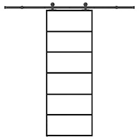 vidaXL Skjutdörr med beslagset ESG glas och aluminium 76x205 cm