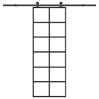 vidaXL Skjutdörr med beslagset ESG glas och aluminium 76x205 cm