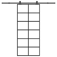 vidaXL Skjutdörr med beslagset ESG glas och aluminium 90x205 cm