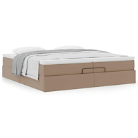 vidaXL Ottoman sängram med madrasser cappuccino 200x200 cm konstläder