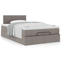 vidaXL Ottoman sängram med madrass taupe 120x190 cm tyg