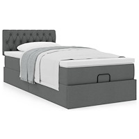 vidaXL Ottoman sängram med madrass mörkgrå 90x190 cm tyg