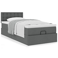 vidaXL Ottoman sängram med madrass mörkgrå 90x190 cm tyg