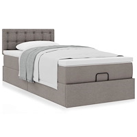 vidaXL Ottoman säng med madrass taupe 90x200 cm tyg