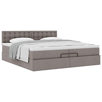 vidaXL Ottoman sängram med madrass taupe 200x200 cm tyg