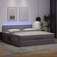 vidaXL Ottoman sängram med madrass grå 200x200 cm konstläder