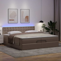 vidaXL Ottoman sängram med madrass cappuccino 200x200 cm konstläder