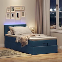 vidaXL Ottoman sängram med madrass blå 90x190 cm tyg