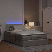 vidaXL Ottomansk säng med madrass och LED-lampor taupe 120x190cm tyg