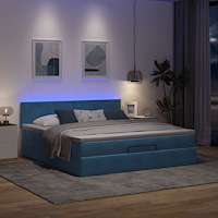 vidaXL Ottoman sängram med madrass mörkblå 180x200 cm sammet