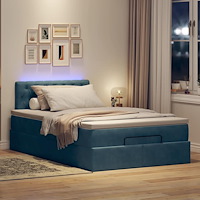vidaXL Ottoman sängram med madrass mörkblå 120x200 cm sammet