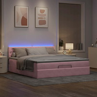 vidaXL Ottoman säng med madrass och LED-lampor rosa 180x200cm sammet