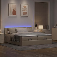vidaXL Ottoman sängram med madrasser gräddvit 160x200 cm tyg