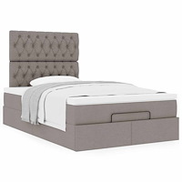 vidaXL Ottoman sängram med madrass taupe 120x190 cm tyg