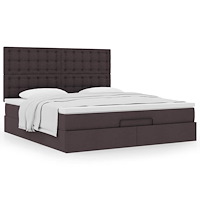 vidaXL Ottoman sängram med madrass mörkbrun 180x200 cm tyg