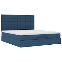 vidaXL Ottoman sängram med madrass blå 180x200 cm tyg
