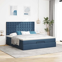 vidaXL Ottoman sängram med madrass blå 180x200 cm tyg