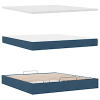 vidaXL Ottoman sängram med madrass blå 180x200 cm tyg